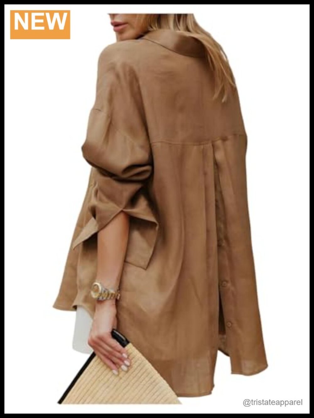 Oversized Button Up Long Sleeve Blouse for Women